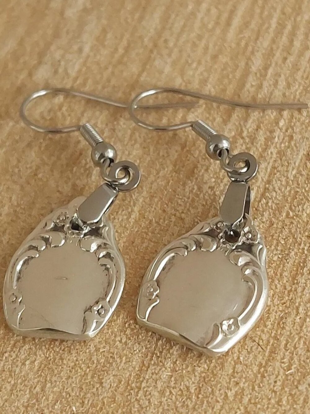 1950 Rogers Bros Daffodil Vintage Silverware Earrings Upcycled Boho Dangle